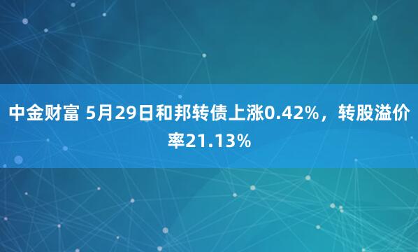 中金财富 5月29日和邦转债上涨0.42%，转股溢价率21.13%