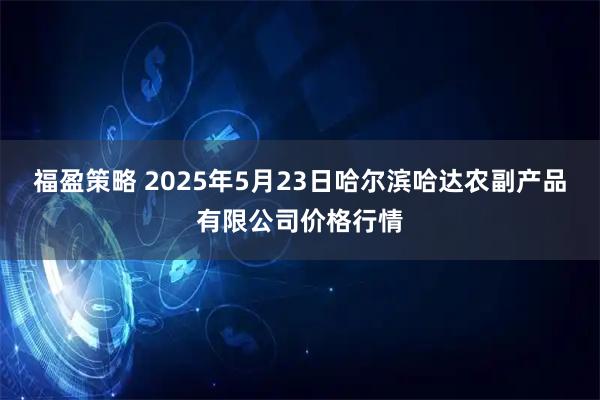 福盈策略 2025年5月23日哈尔滨哈达农副产品有限公司价格行情