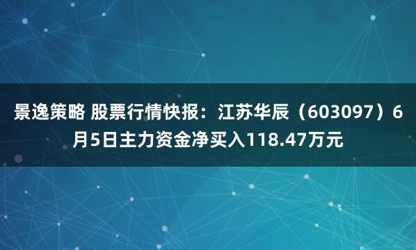 景逸策略 股票行情快报:江苏华辰(603097)6月5日主力资金净买入118.47万元